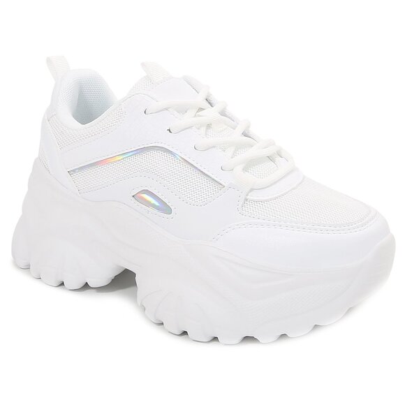 HANNA Cyber Pulse White Platform Sneakers - Picture 1 of 5